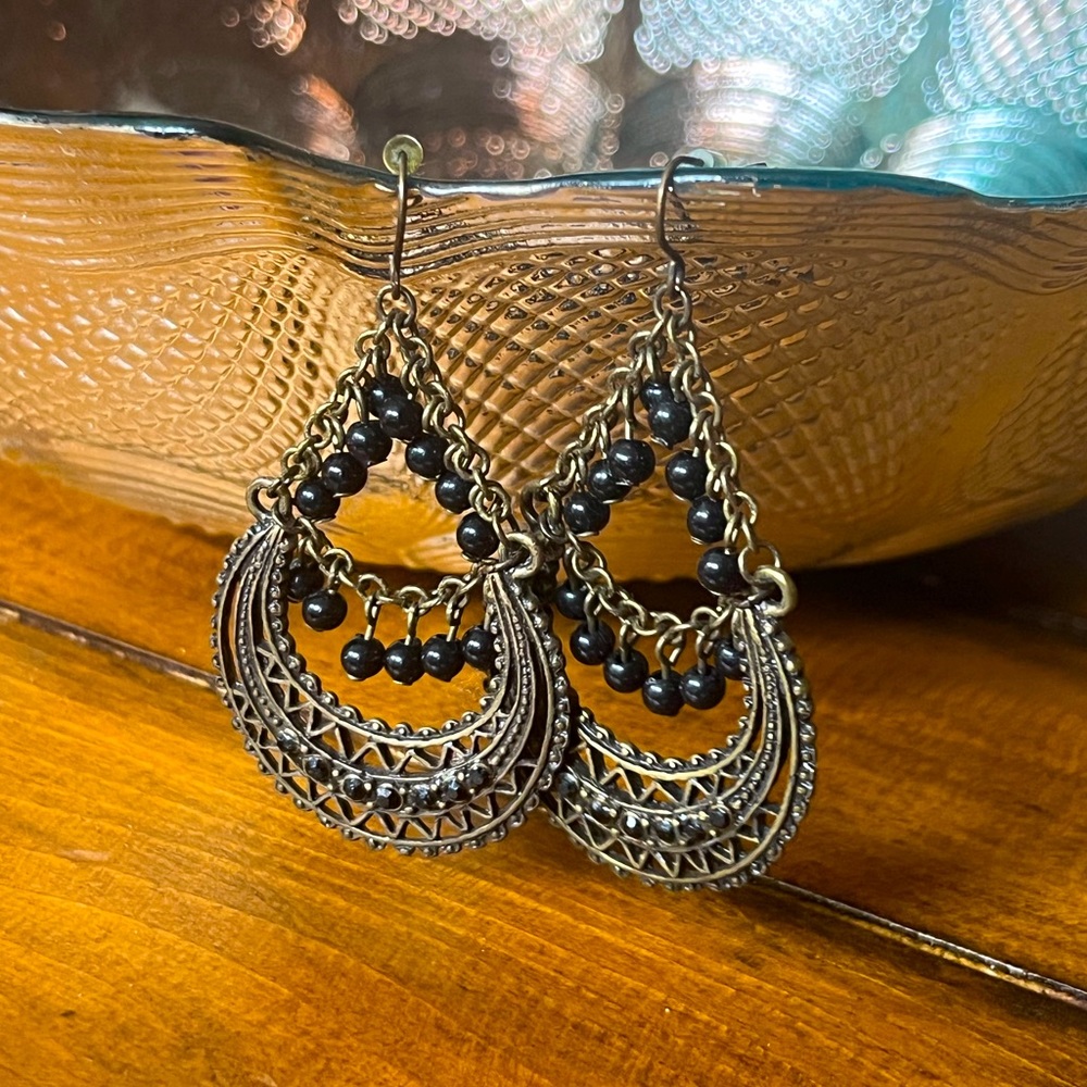 Vintage Beaded Tiered Earrings